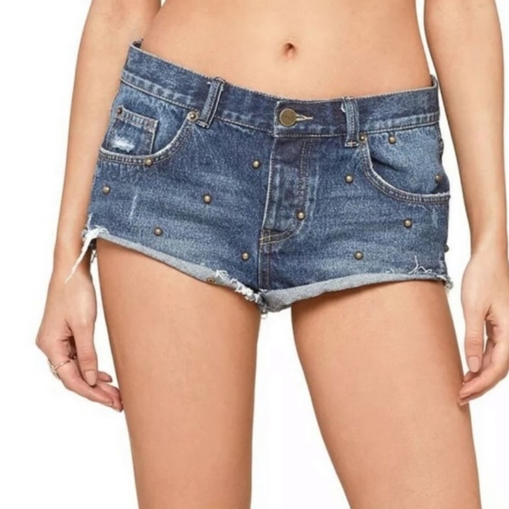 Amuse Society Studded Cutoff Denim Shorts 26